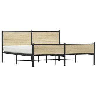 Berkfield Home Metal Bed Frame without Mattress Sonoma Oak 180x200 cm Super King in Brown