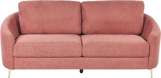Beliani Sof&aacute; 3 Plazas De Poli&eacute;ster Rosa Dorado Curvil&iacute;neo Patas Metal Glamour Trosa