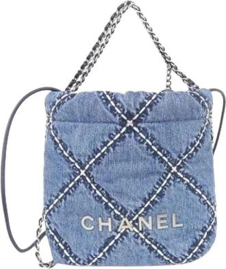 Chanel Pre-owned Denim Crossbody Bag - Dames - Vintage Schoudertas - Blauw - ONE Size - Denim - Vintage