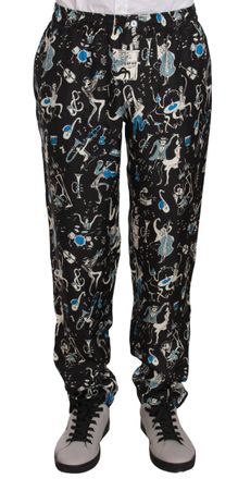 Dolce & Gabbana Black Musical Instrument Sleepwear Mens Pants