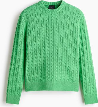 H&M Zopfpullover in Regular Fit - Gr&uuml;n