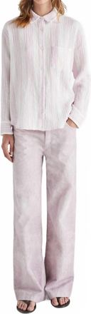 Masscob Tonal Striped Cotton Gauze Top In Lavender