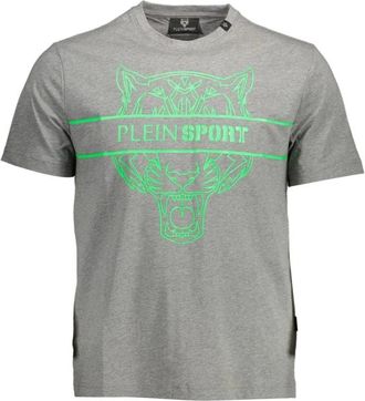 Plein Sport Short Sleeve T-Shirt - Heren - Sportshirts - Grijs - XL - Katoen - Fitness