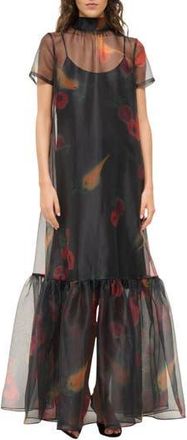Staud Calluna Floral Sheer Maxi Dress in Farmers Market Black at Nordstrom Rack, Size X-Small