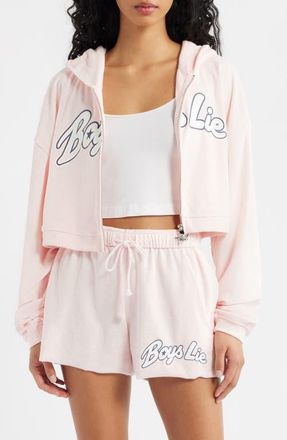 Boys Lie Starlight Alex Crop Zip-Up Hoodie in Pink at Nordstrom, Size X-Small