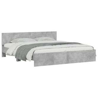 Berkfield Home Durable Bed Frame with LED Frame Concrete Grey 180x200 cm Super King