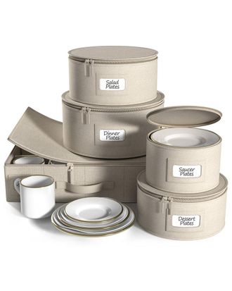 Sorbus China Storage Containers Hard Shell 5Pc Stackable Plate Storage Set