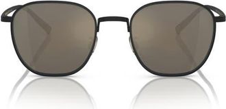 Oliver Peoples 49mm Rynn Square Sunglasses in Matte Black /Grey Goldtone at Nordstrom