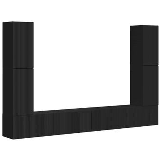 vidaXL Conjunto De Mueble De Tv 8 Pcs Negro Madera De Ingenier&iacute;a Vidaxl