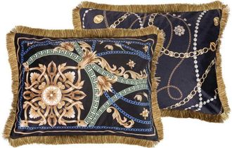 Adda Home Cojin Velvet Relleno Plumas Con Flecos 60x13x45 Cm