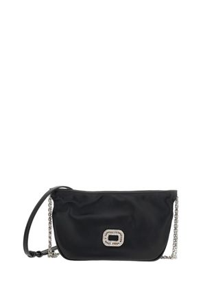 Roger Vivier Black Crystal-Embellished Buckle Chain Shoulder Bag