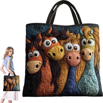 Generic Quilted Tote Bag, Embroidery Floral Bookish Patchwork Bags, Canvas Tote Bags for Women, Large Capacity Totes, Suitable for Office, Shopping, Appointme