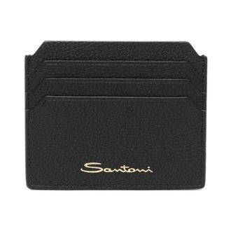 Santoni Wallets & Cardholders, female, Black, Size: ONE SIZE Tumbled Leather Cardholder