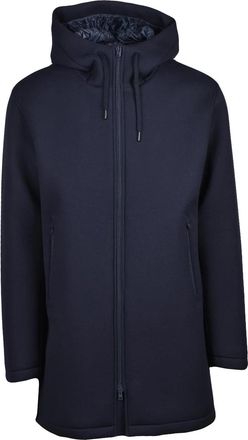 Herno Neoprene-Textured Blue Viscose Herno Overcoat