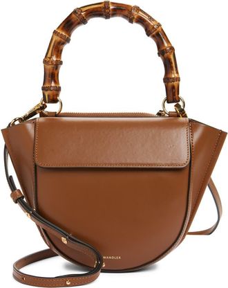 Wandler Mini Hortensia Leather Handbag in Saddle /Bamboo 1752 at Nordstrom