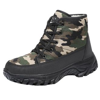 Generic Men Winter Insulated Cotton Shoes Fleece Lined Warm Lace Up Non Slip Soft Sole Ankle Boots (Green,8.5)