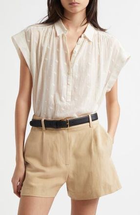 Nili Lotan Normandy Embroidered Shirt in Ivory at Nordstrom Rack, Size X-Large
