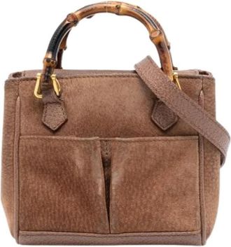 Gucci Pre-owned Su&egrave;de Handtas - Dames - Vintage Handtas - Bruin - ONE Size - Su&egrave;de - Vintage
