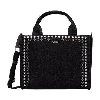 DKNY Dkny, Tassen, Dames, Zwart, ONE Size, Katoen, Stud-Embellished Tote Bag