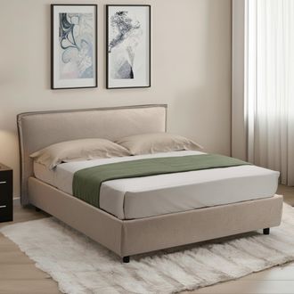 Dmora Cama Francesa Bronte, Desenfundable, Contenedor, Hecha En Italia, Talla Colch&oacute;n 120x190 Cm, Gris Tortora