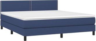 vidaXL Cama Box Spring Con Colch&oacute;n Tela Azul 180x200 Cm Vidaxl
