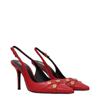 Versace Womens Leather Slingback Heel Red