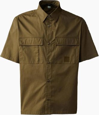 C.P. Company Mens Metropolis Short Sleeve Gabardine Shirt - Green - Size: Regular/36