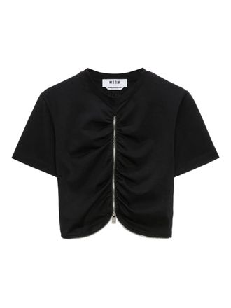 Msgm zip-up top - women - Cotton - L - Black