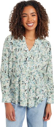 M&Co Womens Floral Print Pintuck Blouse - Womens Cream