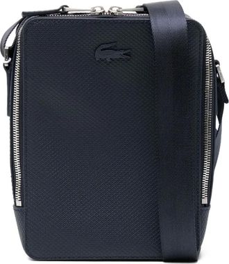 Lacoste logo-embossed messenger bag - Blue