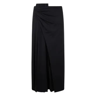 Alberta Ferretti Long Skirt with Draping - female - Alberta Ferretti - Maxi Skirts - Black - S - Skirts