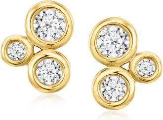 Ross-Simons Bezel-Set Lab-Grown Diamond Trio Earrings in 18kt Gold Over Sterling