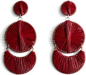 Mango Long Drop Earrings in Red at Nordstrom