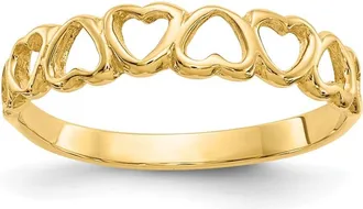 Diamond2Deal 14k Yellow Gold Polished Hearts Ring