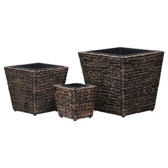 vidaXL Vidaxl - Conjunto De Arriates 3 Piezas Jacinto De Agua Marr&oacute;n