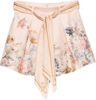 Zimmermann Floral-print Belted Shorts