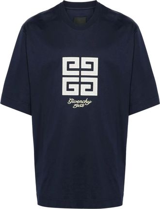 Givenchy T-Shirts, male, Blue, L, Embroidered Logo Oversized T-Shirt in Blue