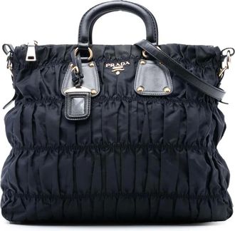 Prada Borsa a tracolla Gaufre in tessuto 2000-2025 - Nero