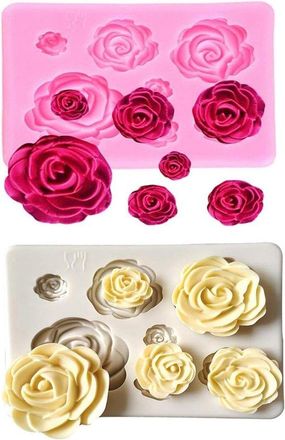 OEM 2 Moldes De Silicona Con Forma De Rosa Para Pasteles, Chocolates, Decoraci&oacute;n De Pasteles De Boda, Fondant, Az&uacute;car Y Reposter&iacute;a