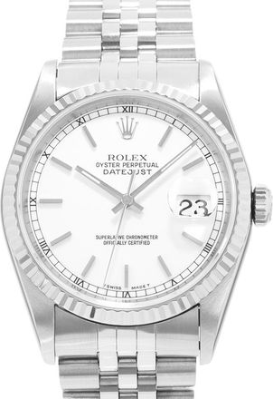 Rolex Pre-owned Rolex Datejust 36 Automatic Chronometer White Dial Mens Watch 16234 WSJ