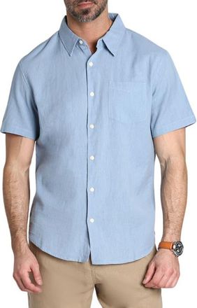 J.A.C.H.S. Linen & Cotton Blend Short Sleeve Button-Up Shirt in Light Blue at Nordstrom Rack, Size X-Large