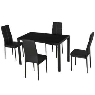 HOMCOM Set 5 Pezzi Con 1 Tavolo E 4 Sedie Per Cucina O Sala Da Pranzo Nero - Homcom