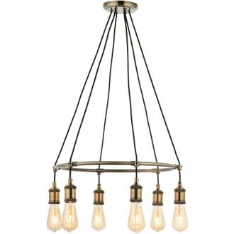 Endon Lighting Hal Plate Pendant Ceiling Lamp, Antique Brass Plate