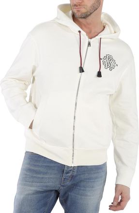 Roberto Cavalli White Cotton Lucky Symbols Zip Hoodie, Size X-Small