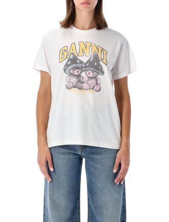 Ganni White Crew Neck T-Shirt