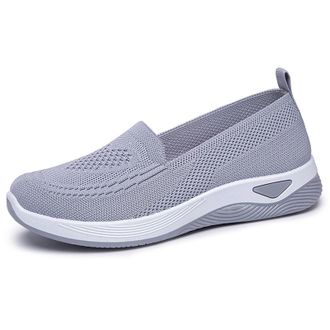 Generic Women Comfy Orthopedic Walking Shoes Comfortable Fashion Flat Soft Sole Walking Slip on Shoes Lightweight Slip-On Knitted Sneakers Breathable Slip On 