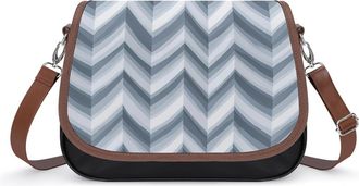 Generic Gray And White Wavy Pattern Crossbody Bags for Women Fashion Leather Shoulder Handbags With Adjustable Strap