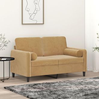 vidaXL Sof&aacute; De 2 Plazas Con Cojines Terciopelo Marr&oacute;n 120 Cm Vidaxl