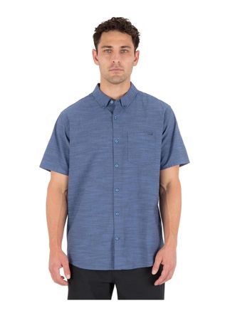 Hurley Icon Shirt Mens Obsidian Stretch Short Sleeve Button-Down DSGL1218