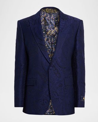 Etro Mens Paisley Jacquard Single-Button Sport Coat